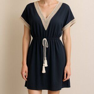 SHEIN - Black with cream accent Dolman Sleeve V-Neck Sundress